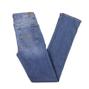 7 for all mankind Size 26 Mid-Rise Faded Denim Skinny Jeans NWT